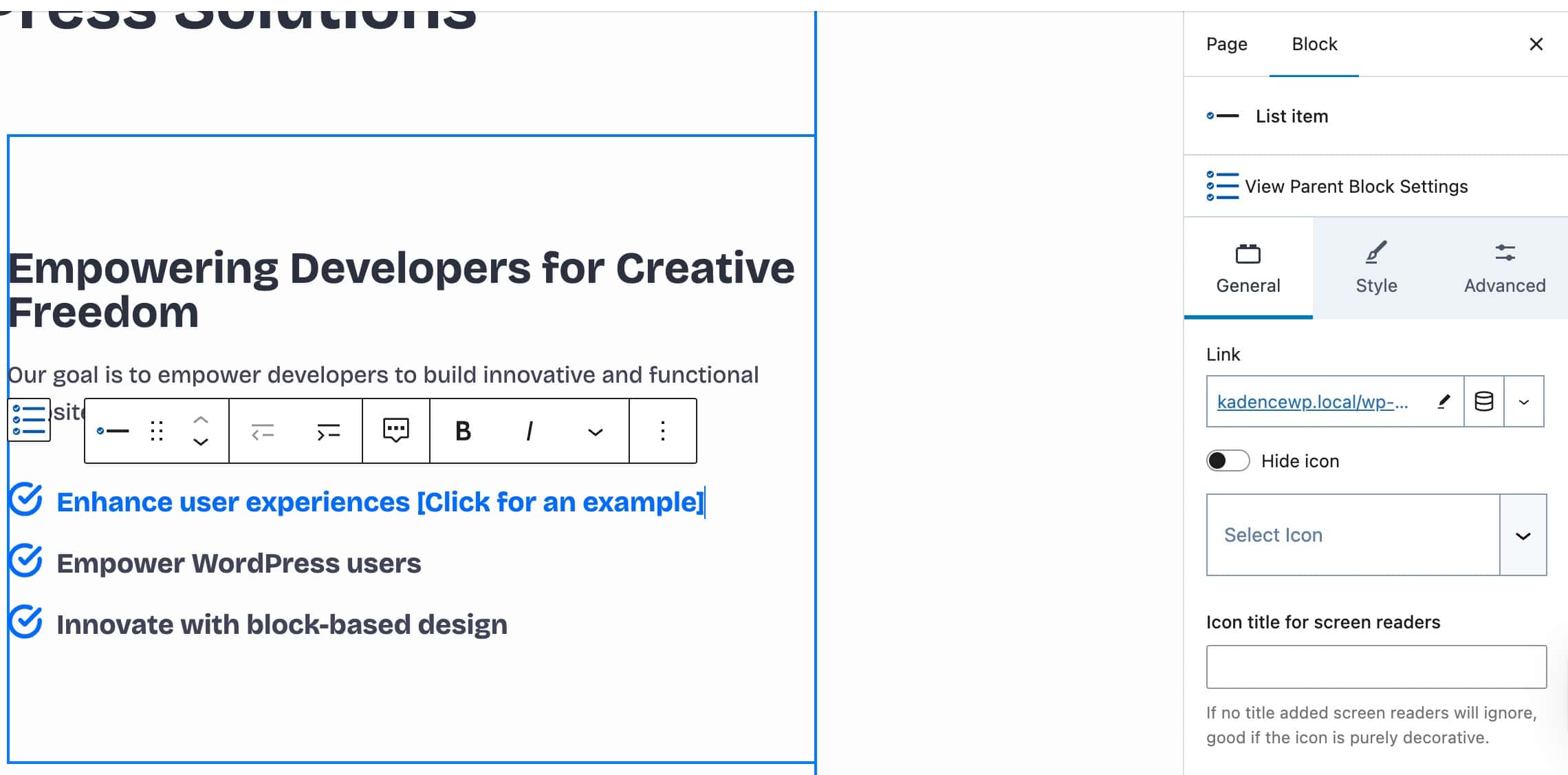 Sample Link Settings