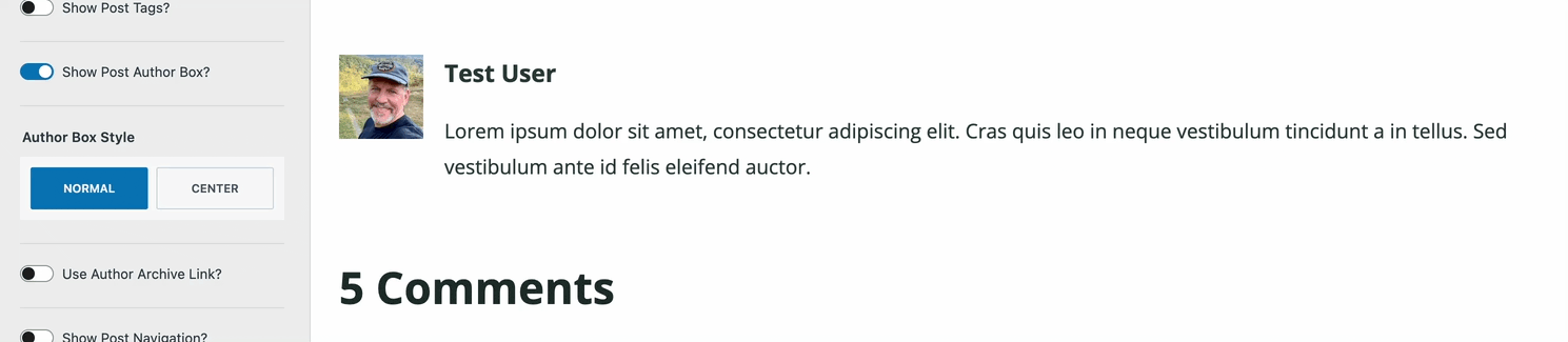 Kadence Author Box - Normal or Center