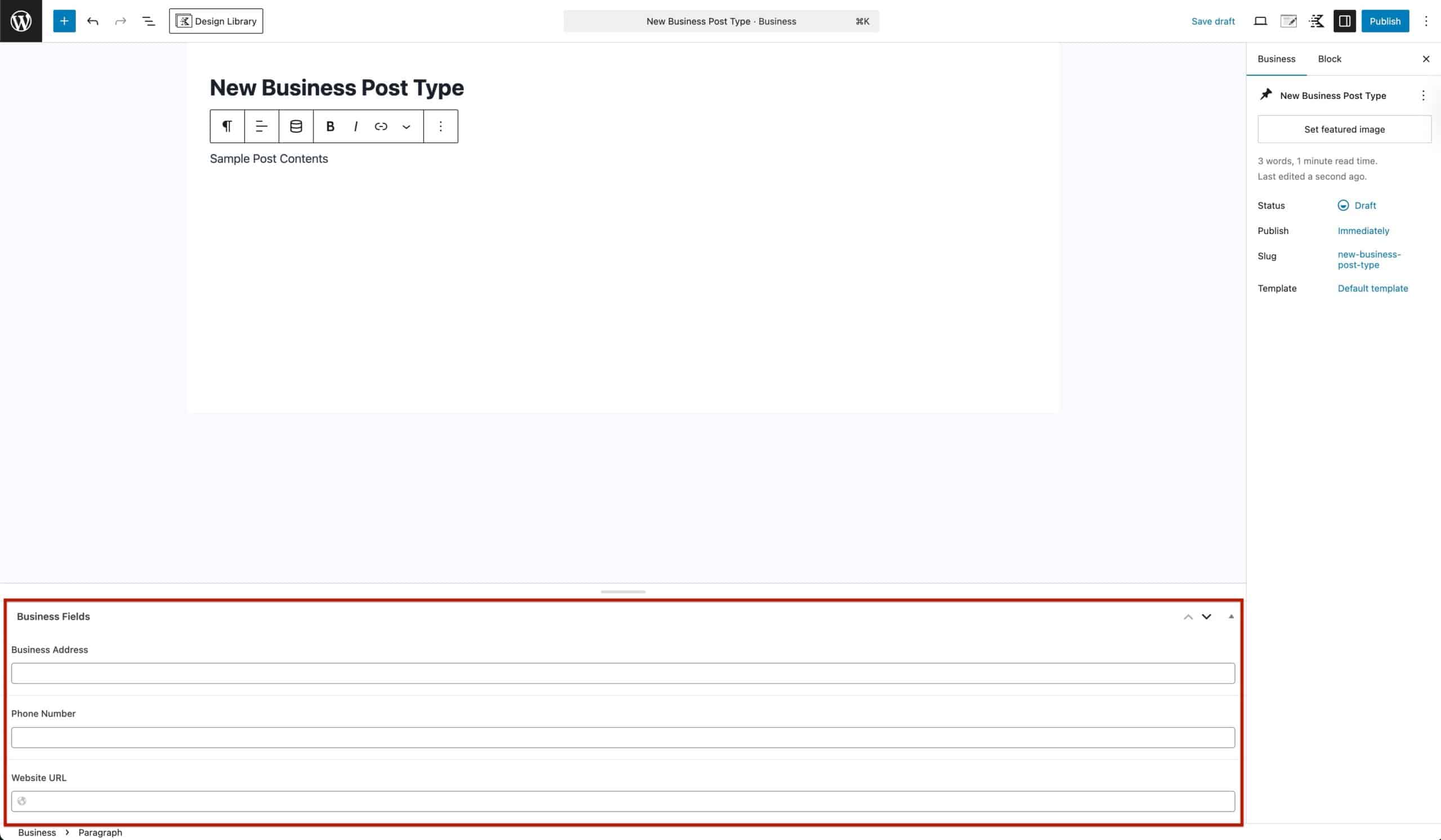 Business Fields Demo