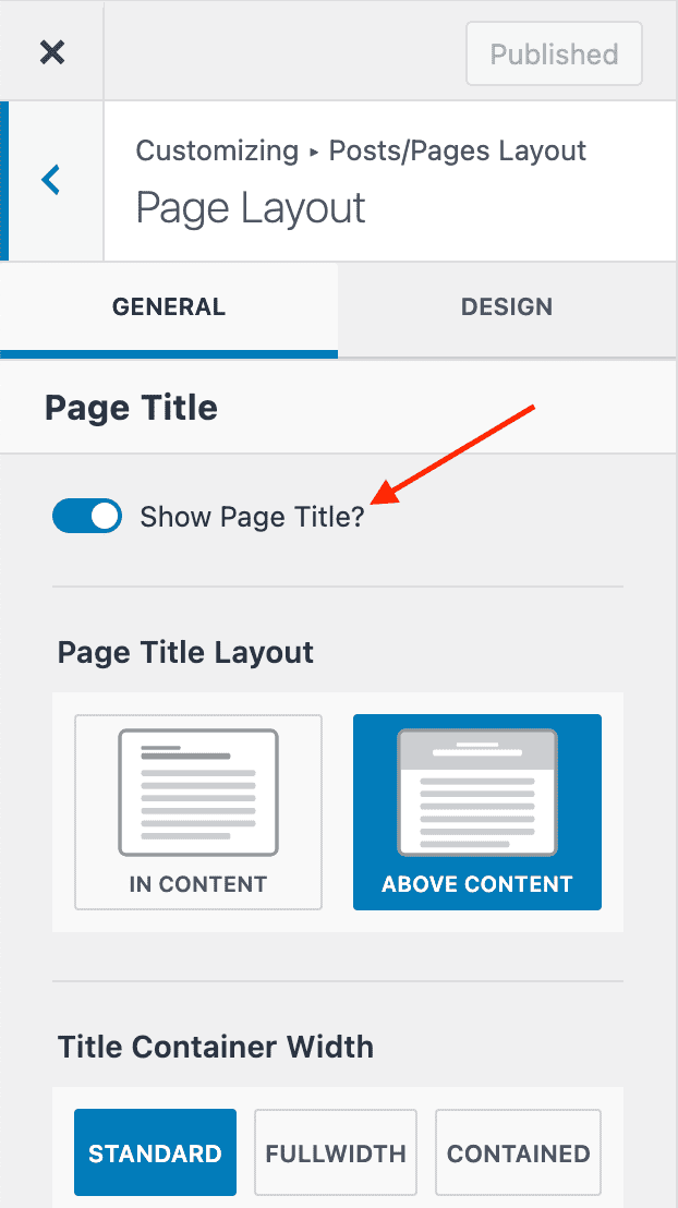 Kadence Customizer - Page Title Settings