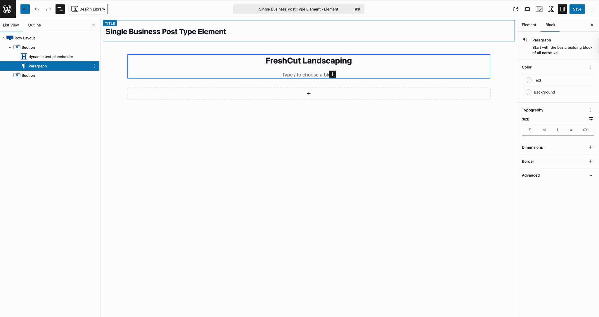 Setting a Horizontal Section