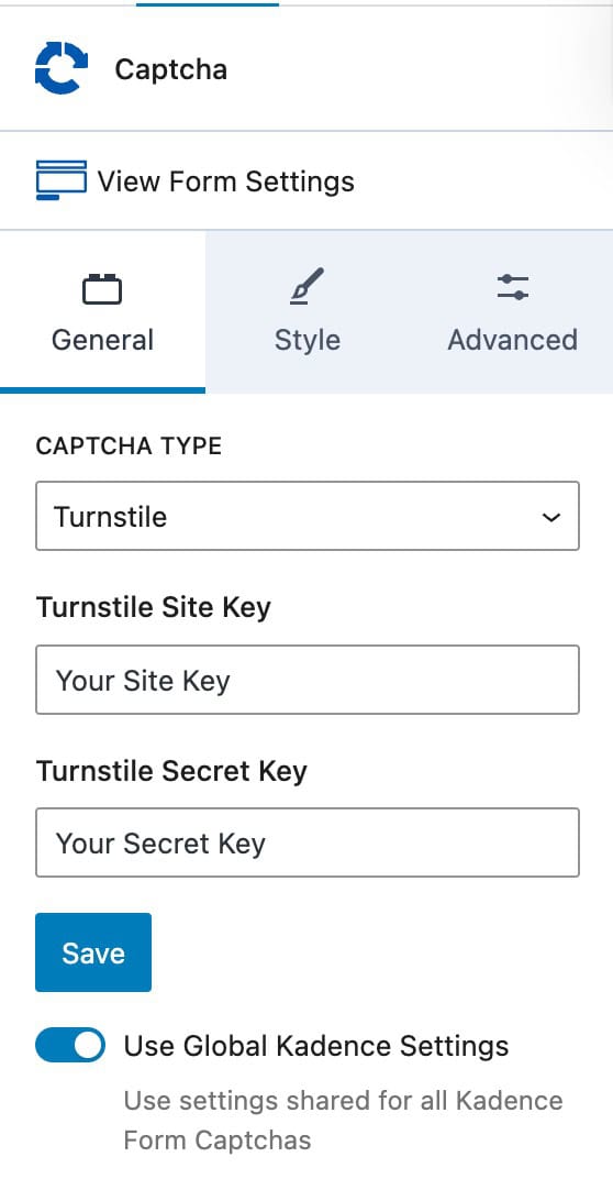 Turnstile Block Settings