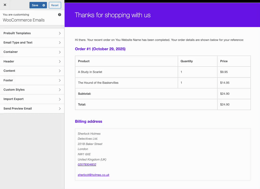 Switching Email Types and Mockups
