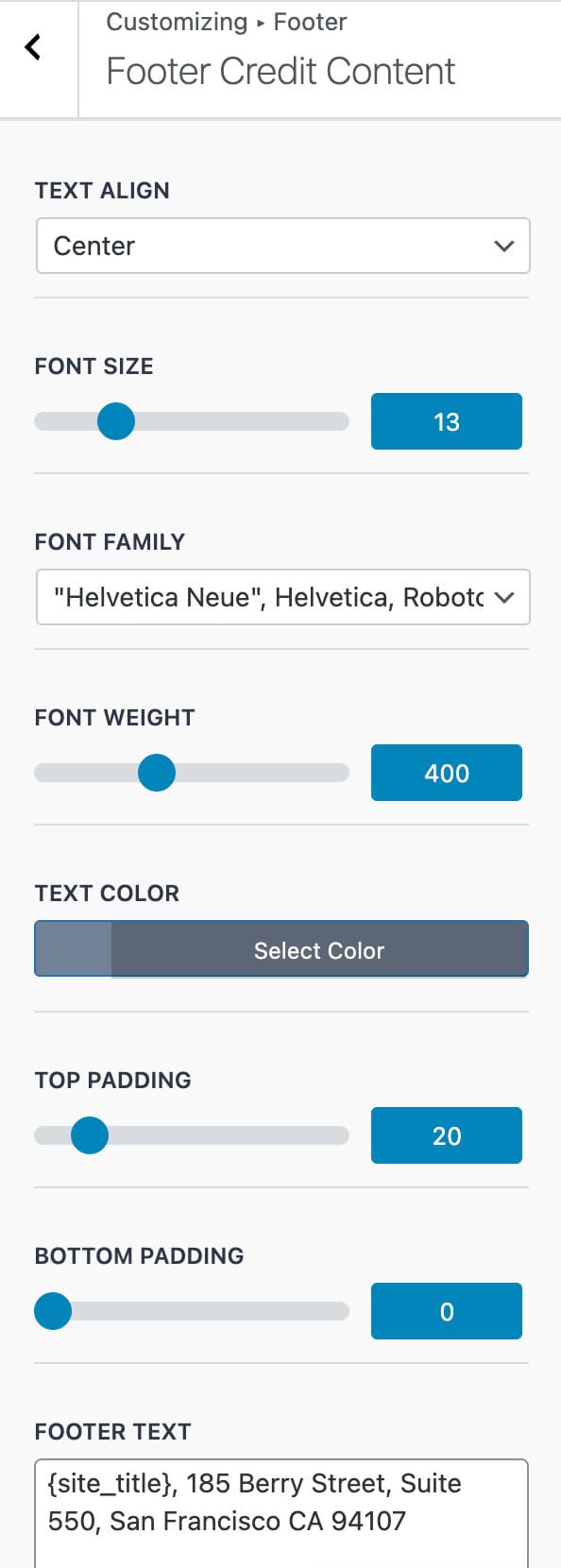 Footer Credit Content
