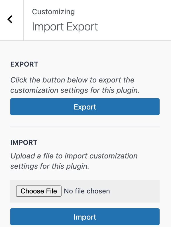 Import Export Settings