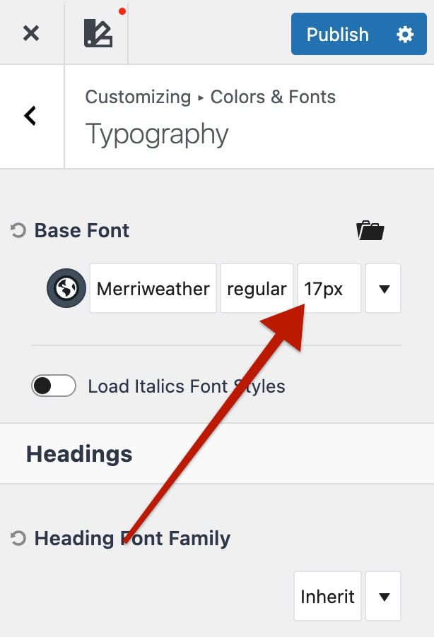 Selecting a Font Size