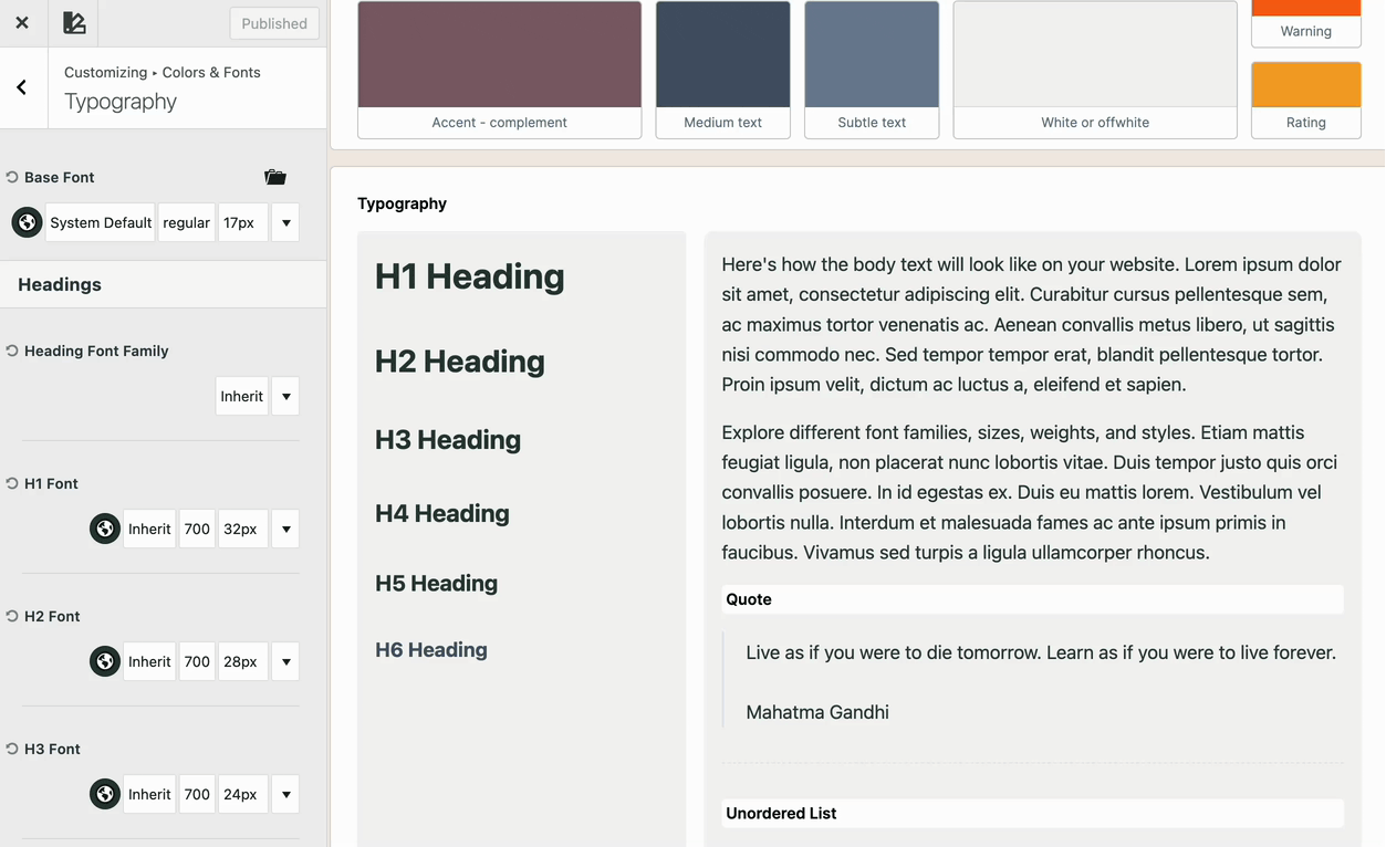 Typography Settings Demo