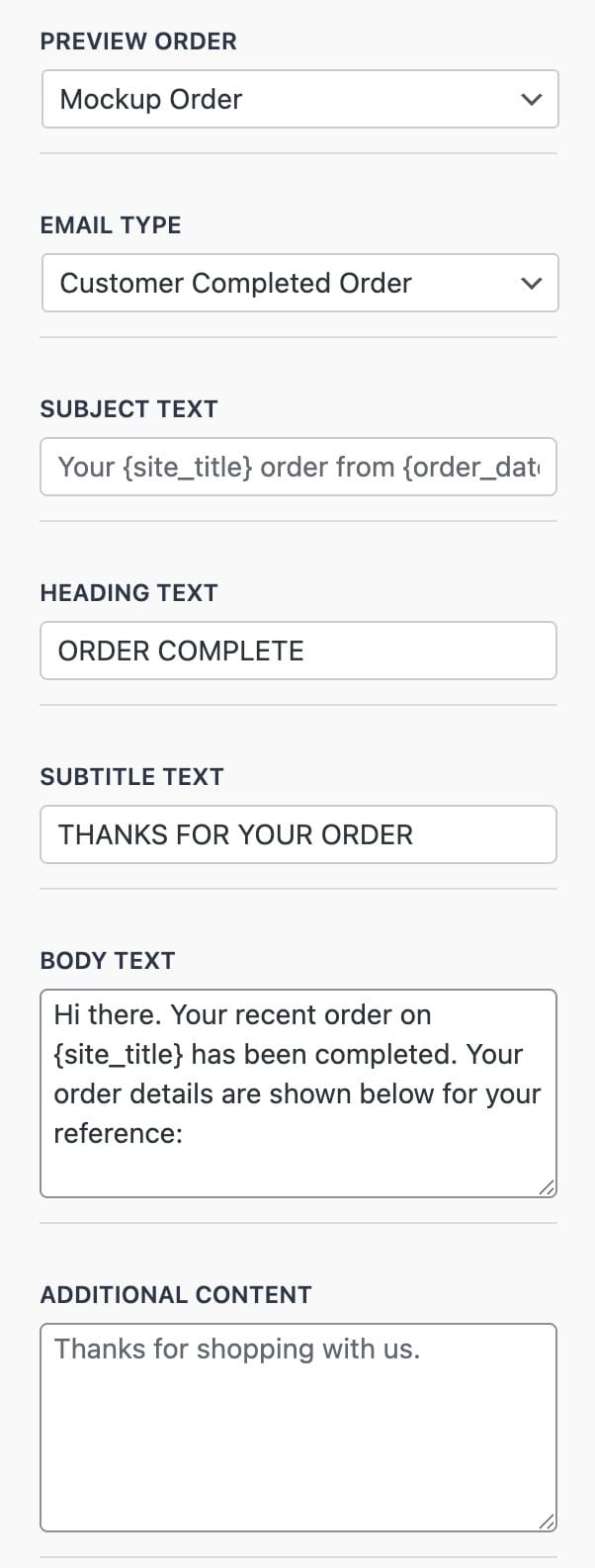 email-type-and-text-settings