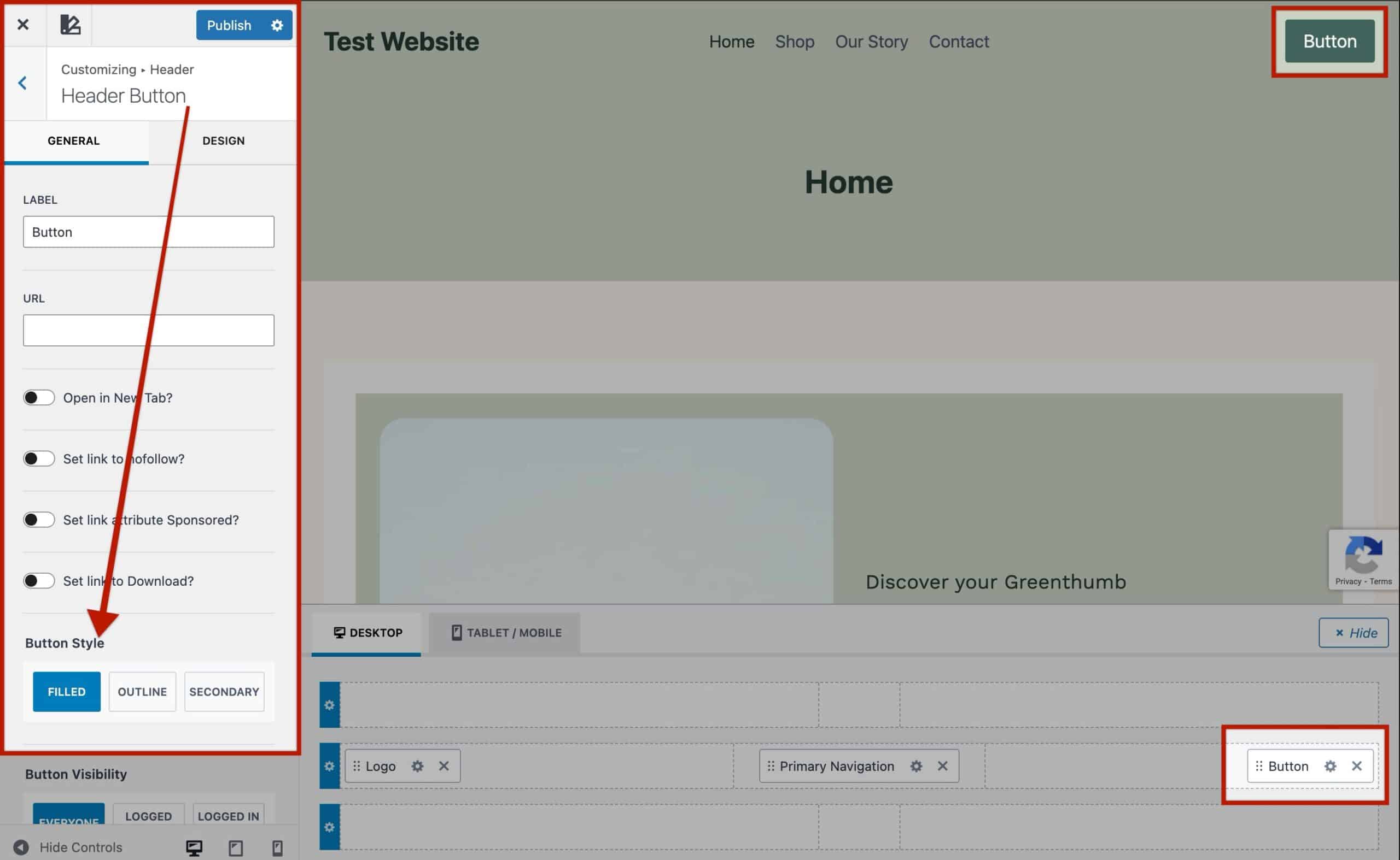 header Button Styles