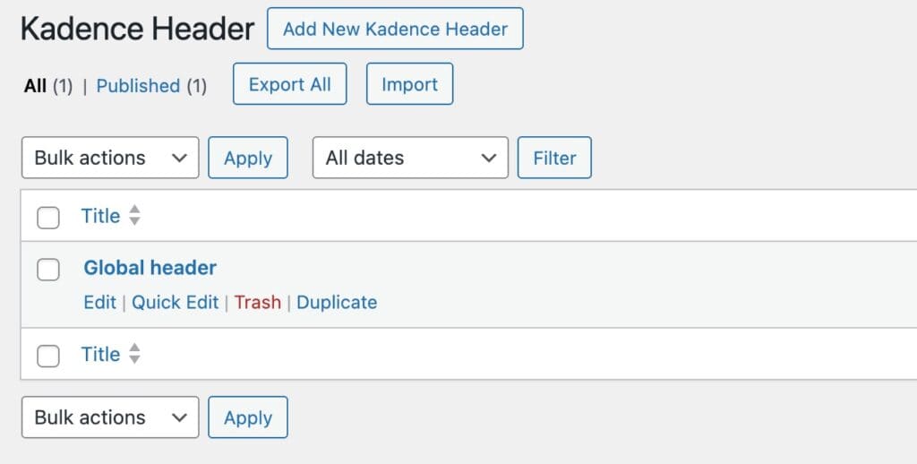 Duplicating a header