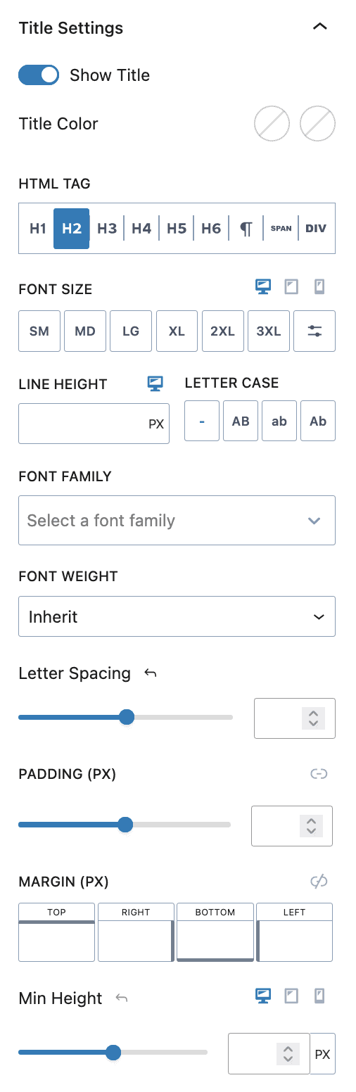 Info Box - Style - Title Settings