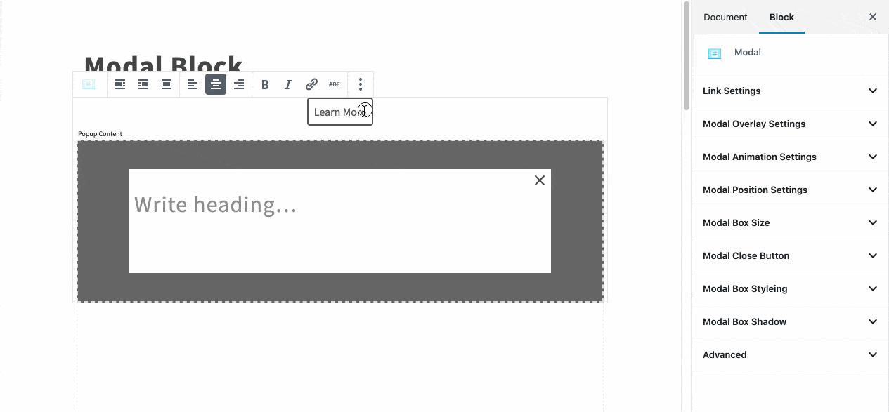 Modal Link Text