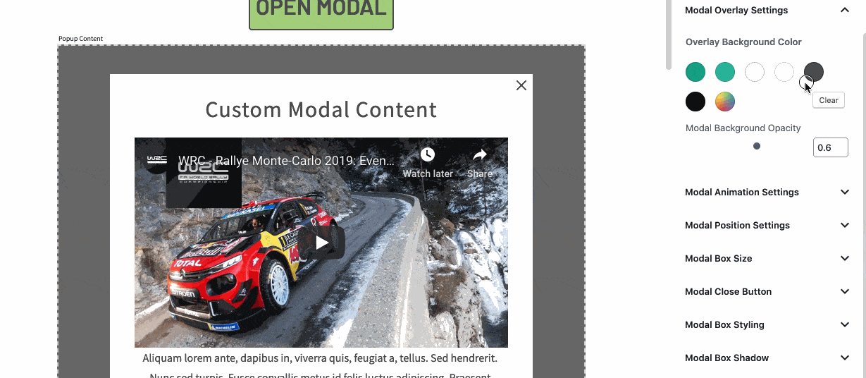 Customize Modal Overlay