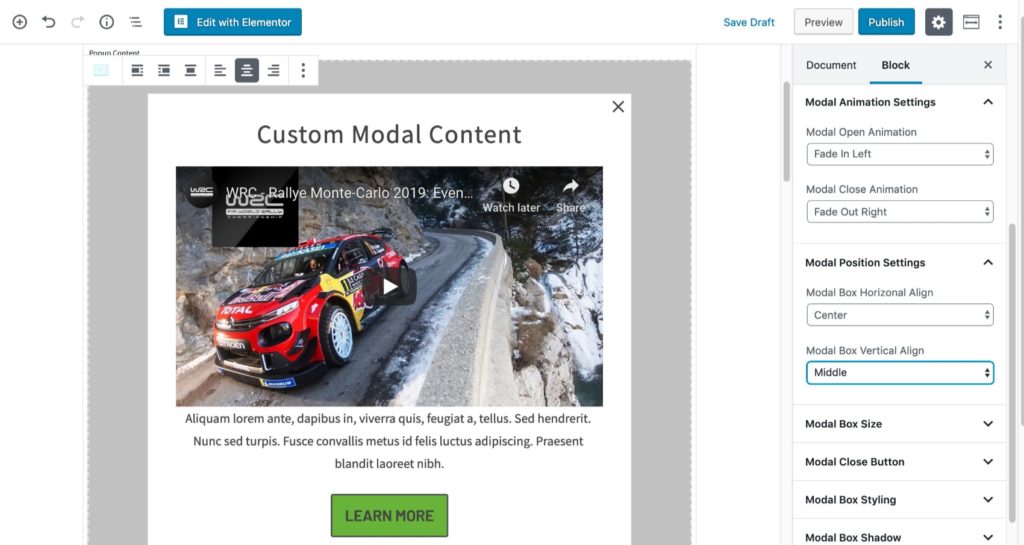 Modal Animation and Position