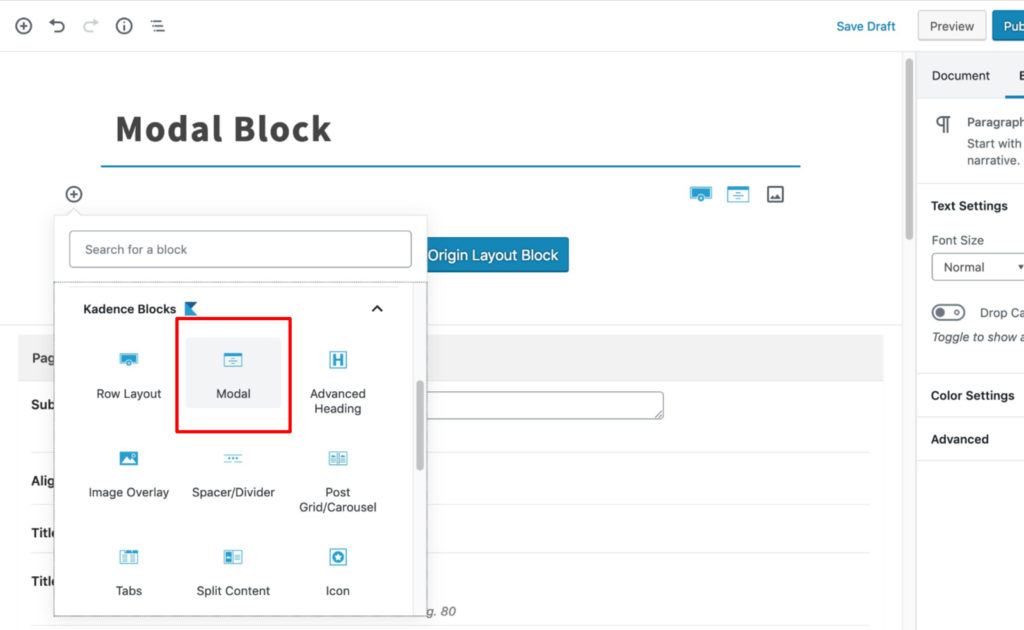 Select Modal Block