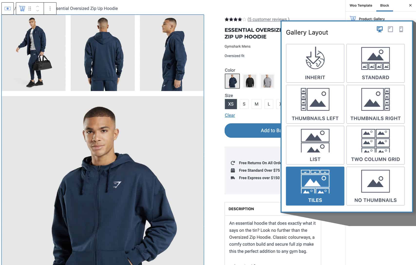 advanced galleries in Kadence Shop Kit