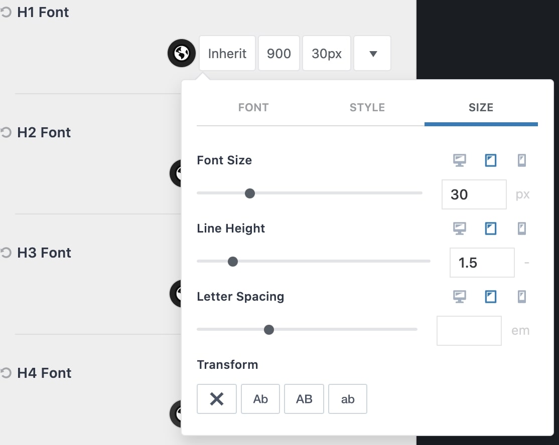 font size assignments