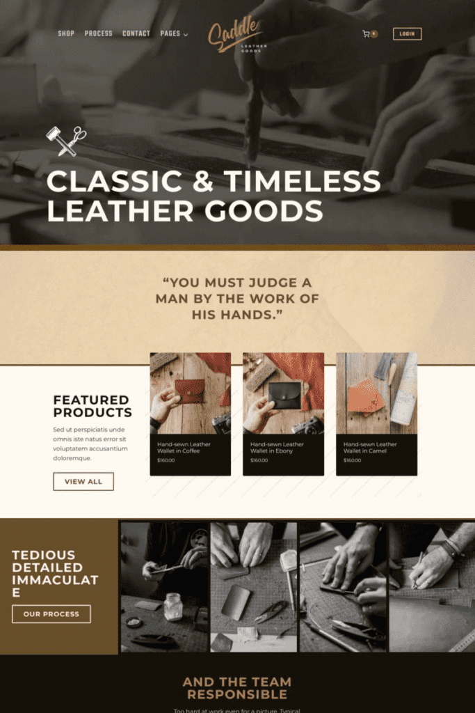 Leather Shop eCommerce Starter Template Kadence