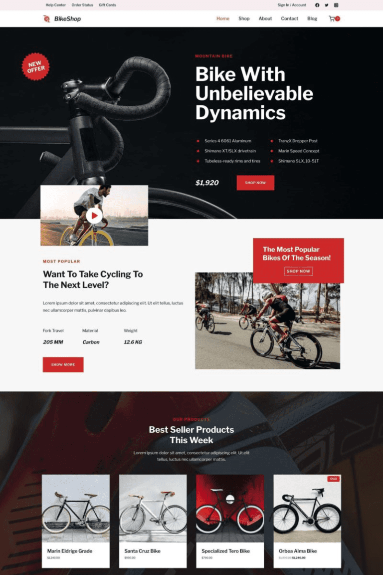 Bike Shop Starter Template