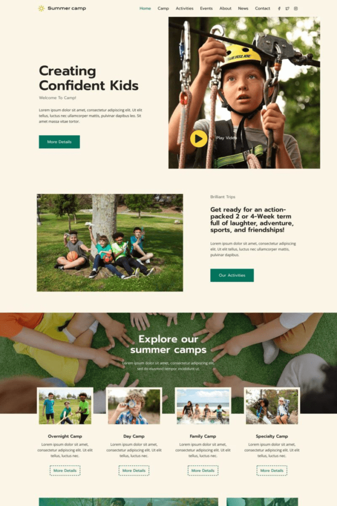 summer camp starter template