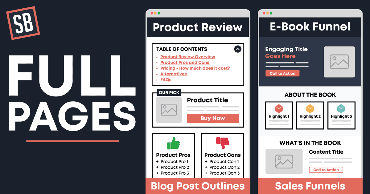 The different blocks you can use to create full pages with Start Blogging Blocks