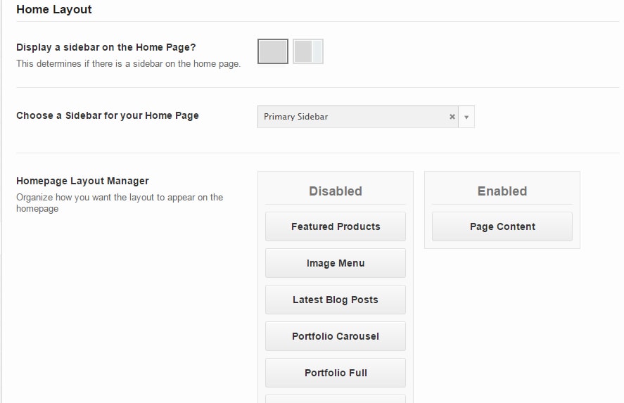 Home Page layout manager in pinnacle