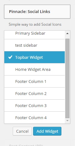 Topbar widget area