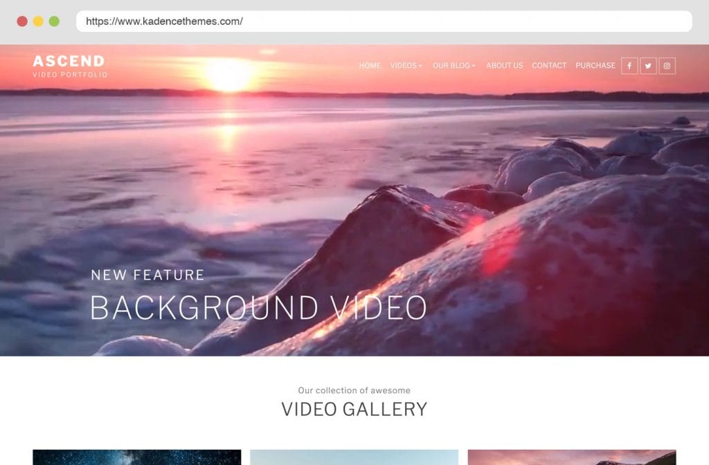 full-width video display on landing page