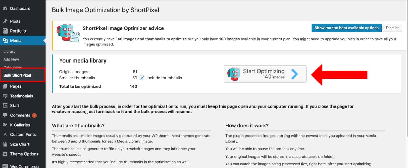 short pixel bulk optimization kadence themes