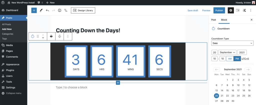 Customize countdown timer