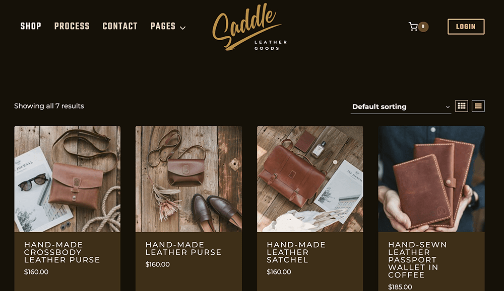 Leather Shop WooCommerce Shop Page