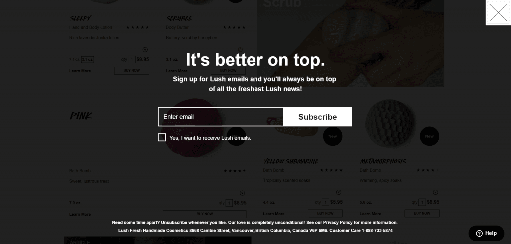 Lush popup with a sense of humor.
