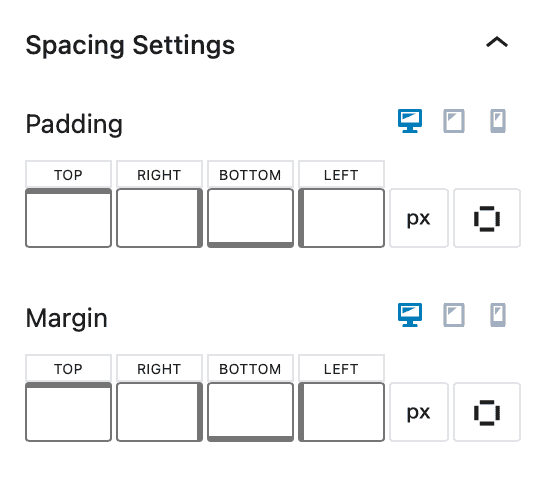 spacing settings