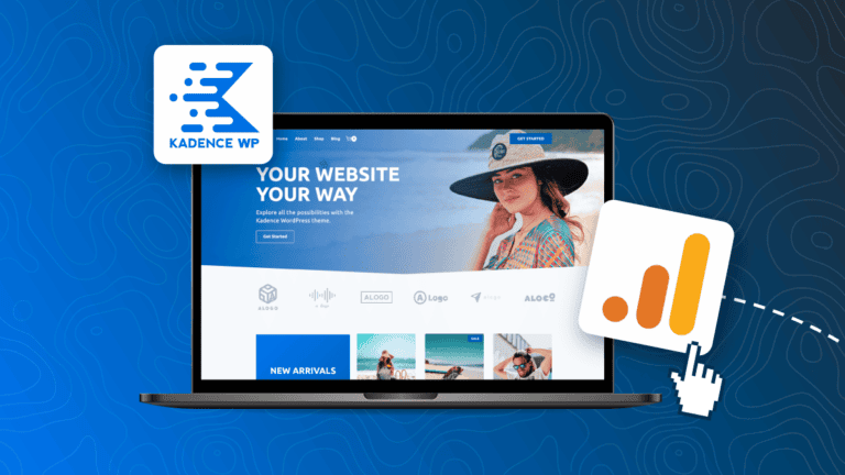 image of a webpage alongside the Google Analytics and Kadence logos