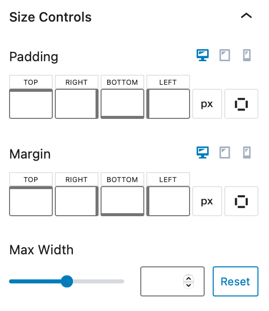 size controls lottie block