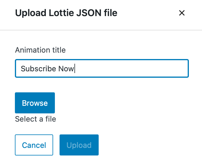 uploading a lottie json file
