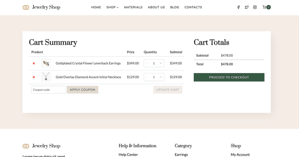 jewelry shop cart