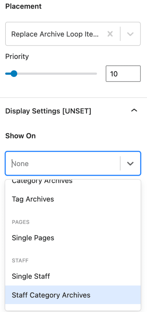 placement display settings