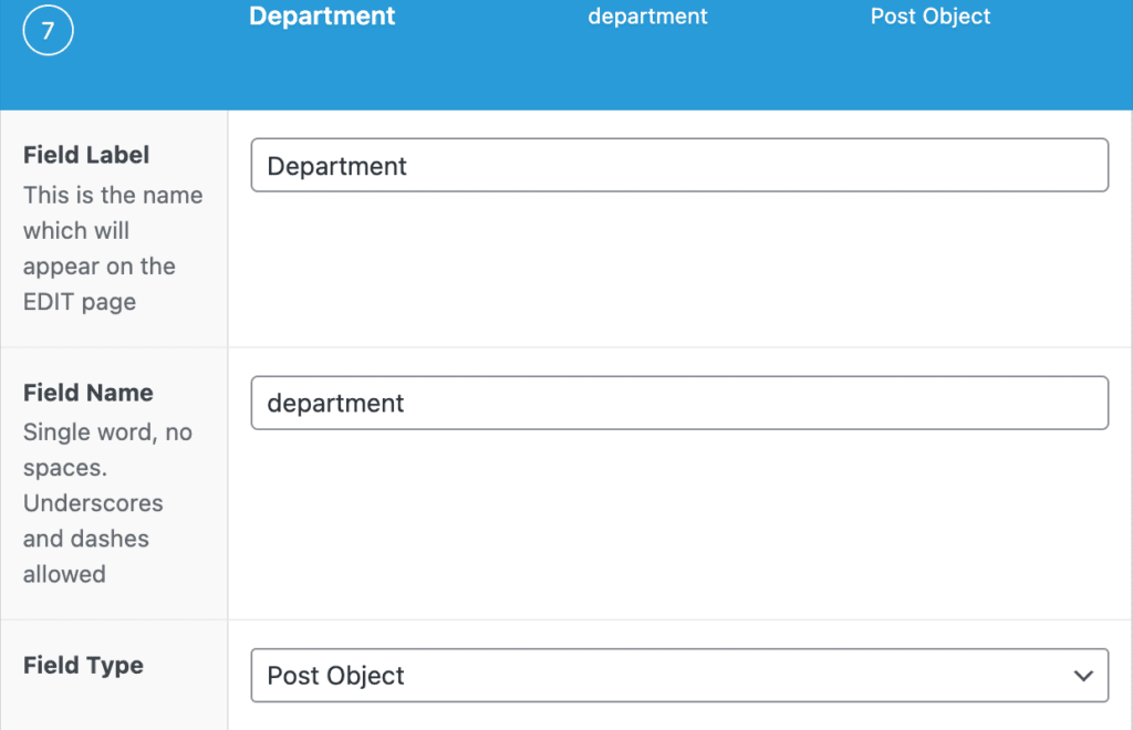 department post object