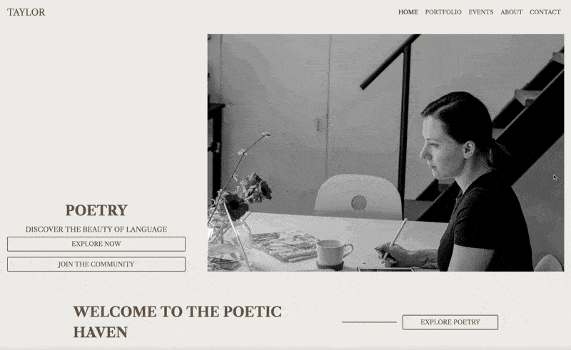 Scrolling through the Willow starter template home page, you can see the similarities between The Tortured Poets Department themed Taylor Swift website and this template.