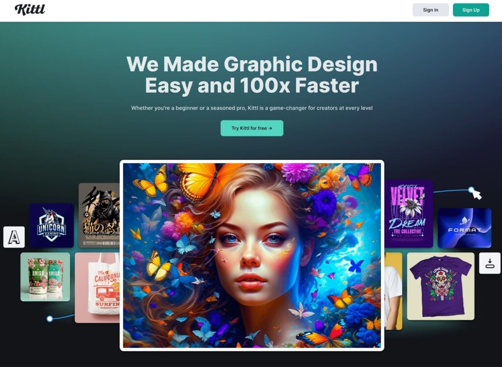 kittl try for free landing page