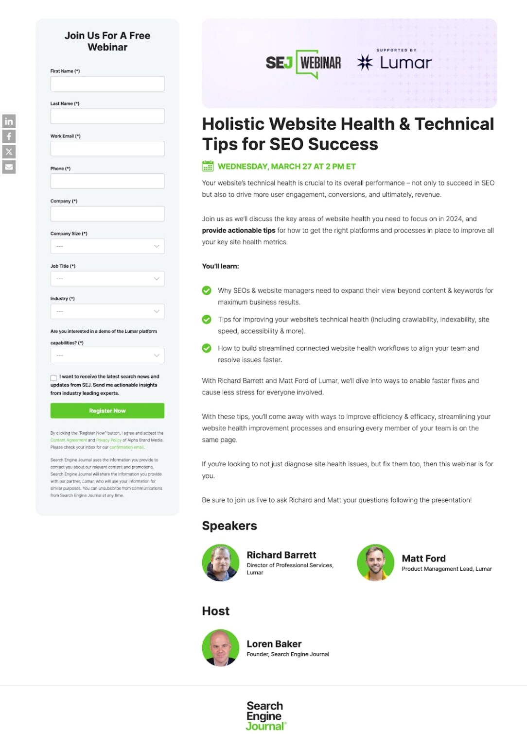 search engine journal webinar landing page