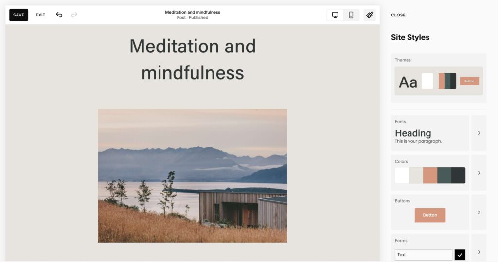 Squarespace site styles