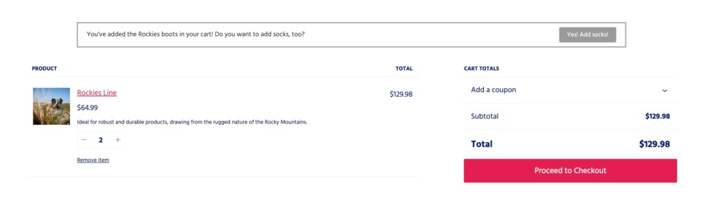 Example of a cart banner