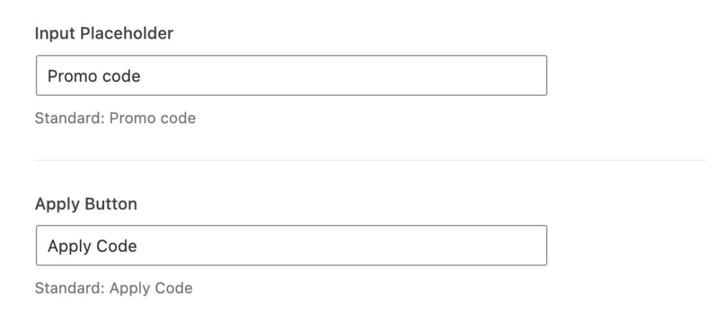 Checkout coupon button text