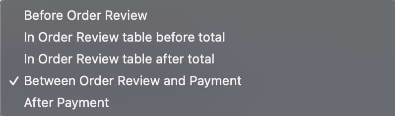Checkout coupon placement options