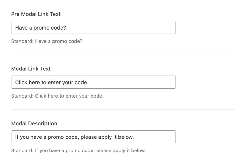 Checkout coupon text