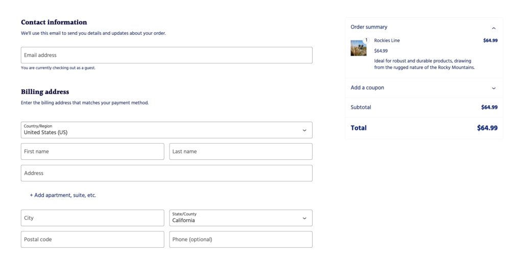 Customized checkout page