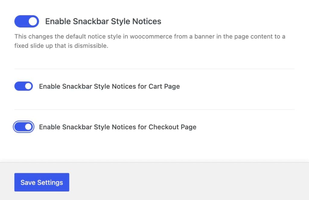 Snackbar notices placement