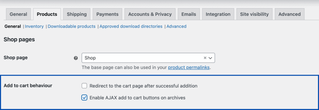 Add to cart behavior